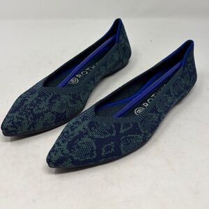 Rothy’s The Point Flats Emerald Blue Snake Women’s 7 Retired Print New Shoes